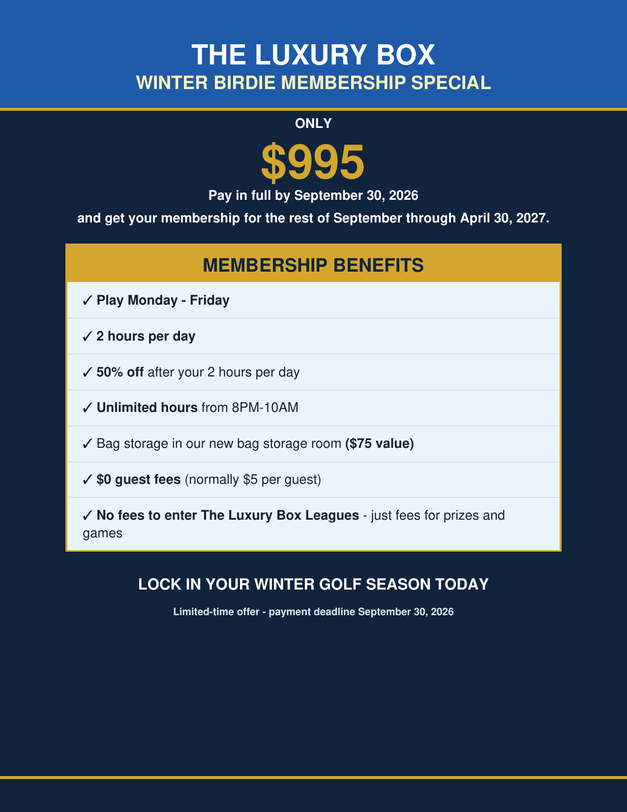 Winter Birdie Membership Special! Winter Birdie Membership Special!